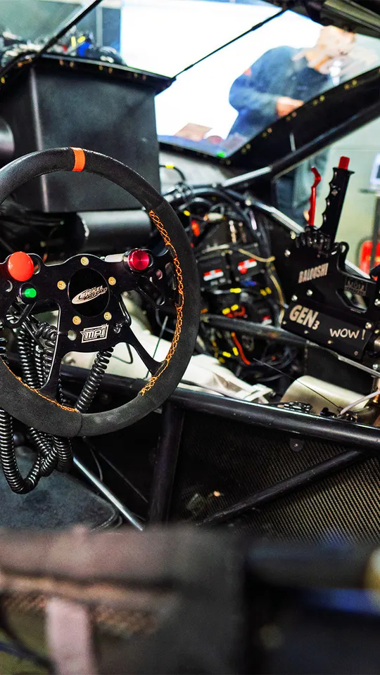 Race car cockpit at Gorter Race Engineering